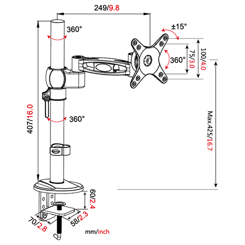 dq-wall-support-vm-d12-support-ecran-pc-noir Wall-Support VM-D12 - Support écran PC Noir